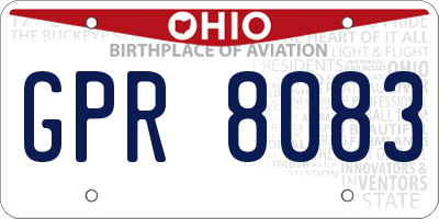 OH license plate GPR8083