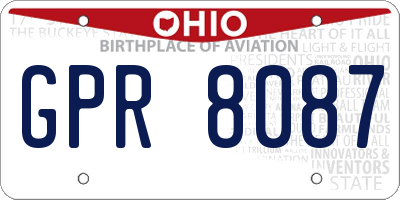 OH license plate GPR8087