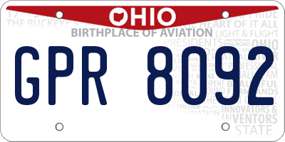 OH license plate GPR8092