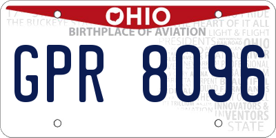 OH license plate GPR8096