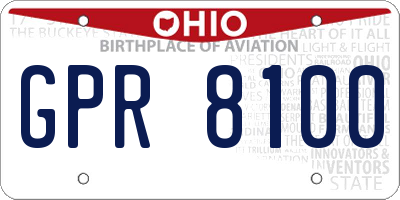 OH license plate GPR8100