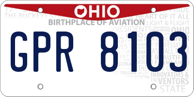 OH license plate GPR8103