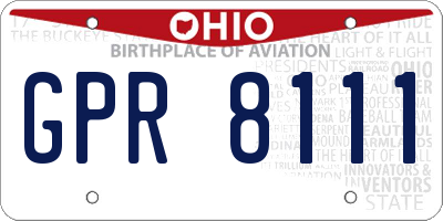 OH license plate GPR8111