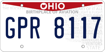 OH license plate GPR8117