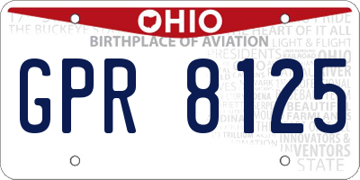 OH license plate GPR8125