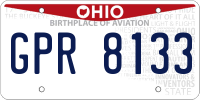 OH license plate GPR8133