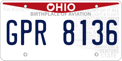 OH license plate GPR8136
