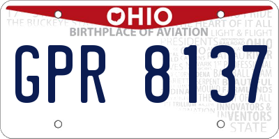 OH license plate GPR8137