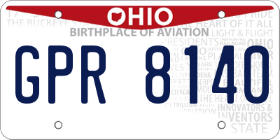 OH license plate GPR8140
