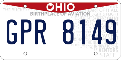 OH license plate GPR8149