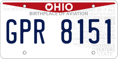 OH license plate GPR8151