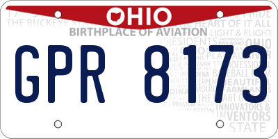 OH license plate GPR8173