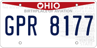 OH license plate GPR8177