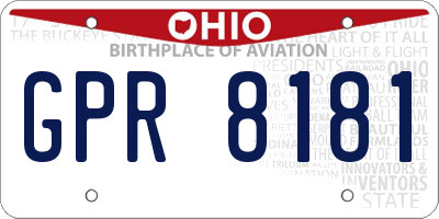 OH license plate GPR8181