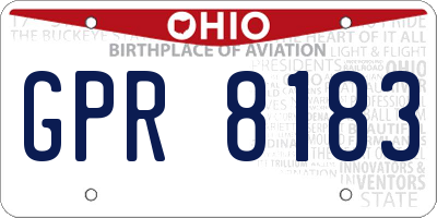 OH license plate GPR8183
