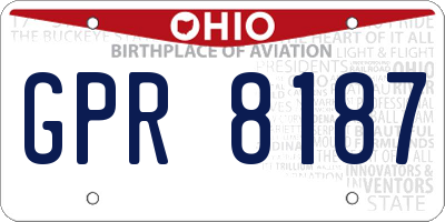 OH license plate GPR8187