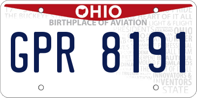 OH license plate GPR8191