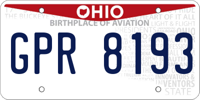 OH license plate GPR8193