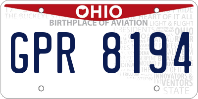 OH license plate GPR8194