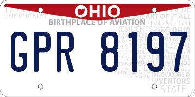 OH license plate GPR8197