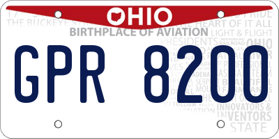 OH license plate GPR8200