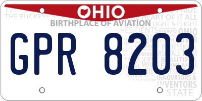 OH license plate GPR8203