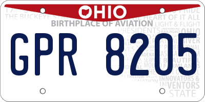 OH license plate GPR8205