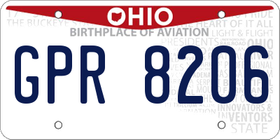 OH license plate GPR8206