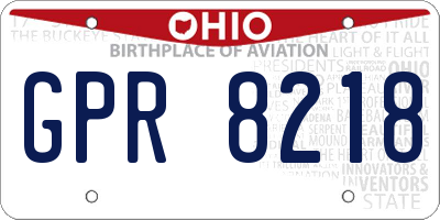OH license plate GPR8218