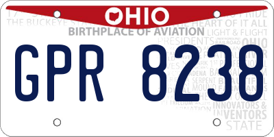 OH license plate GPR8238