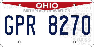 OH license plate GPR8270