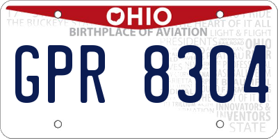 OH license plate GPR8304