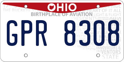 OH license plate GPR8308