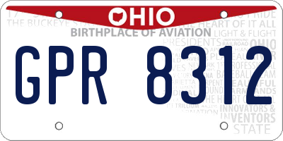 OH license plate GPR8312