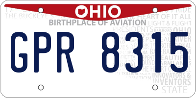 OH license plate GPR8315