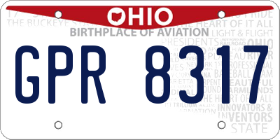 OH license plate GPR8317