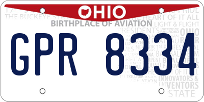 OH license plate GPR8334