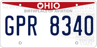 OH license plate GPR8340