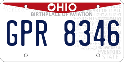 OH license plate GPR8346