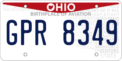 OH license plate GPR8349