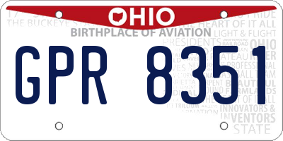 OH license plate GPR8351