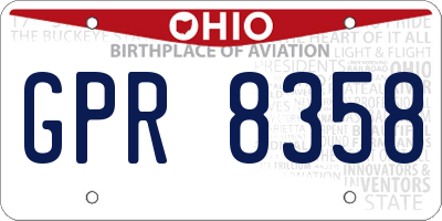 OH license plate GPR8358