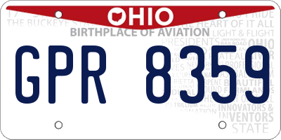 OH license plate GPR8359