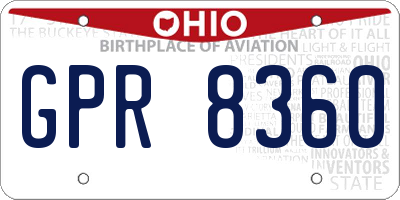 OH license plate GPR8360