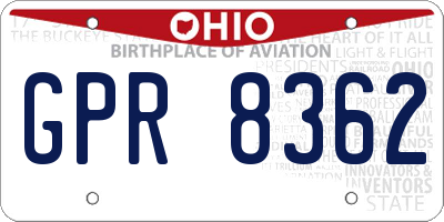 OH license plate GPR8362