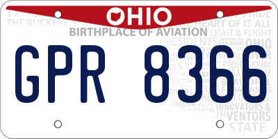OH license plate GPR8366
