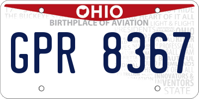 OH license plate GPR8367