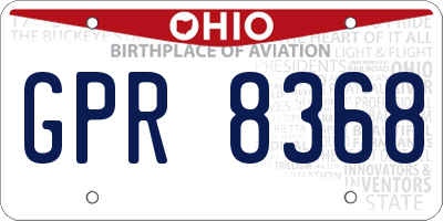 OH license plate GPR8368