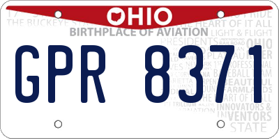 OH license plate GPR8371