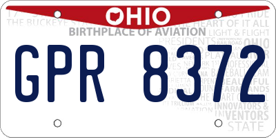 OH license plate GPR8372